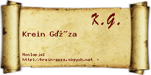 Krein Géza névjegykártya